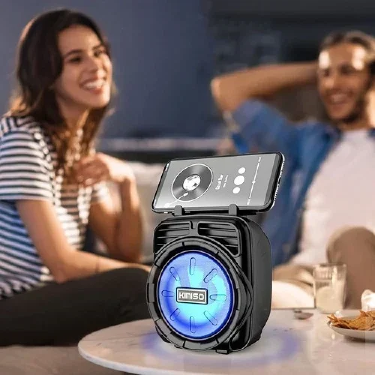 1182 Μίνι Ασύρματο Φορητό Ηχείο Bluetooth 3″ με LED Φωτισμό - Μαύρο/Μπλε