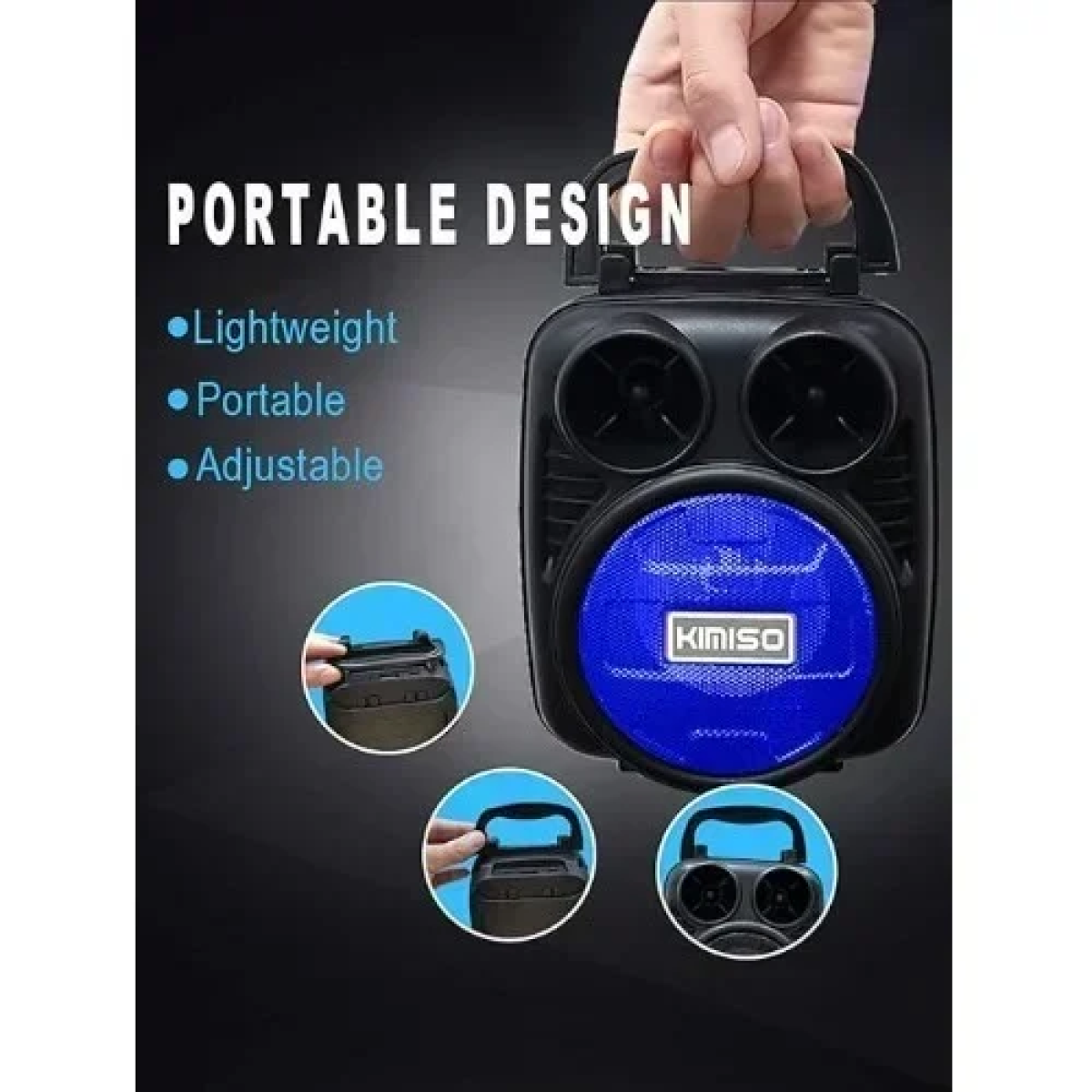 1182 Μίνι Ασύρματο Φορητό Ηχείο Bluetooth 3″ με LED Φωτισμό - Μαύρο/Μπλε