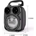 1182 Μίνι Ασύρματο Φορητό Ηχείο Bluetooth 3″ με LED Φωτισμό - Μαύρο