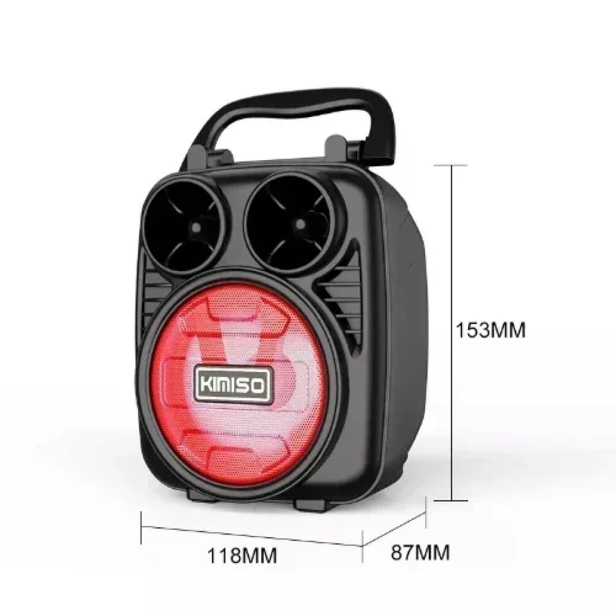 1182 Μίνι Ασύρματο Φορητό Ηχείο Bluetooth 3″ με LED Φωτισμό - Μαύρο/Κόκκινο