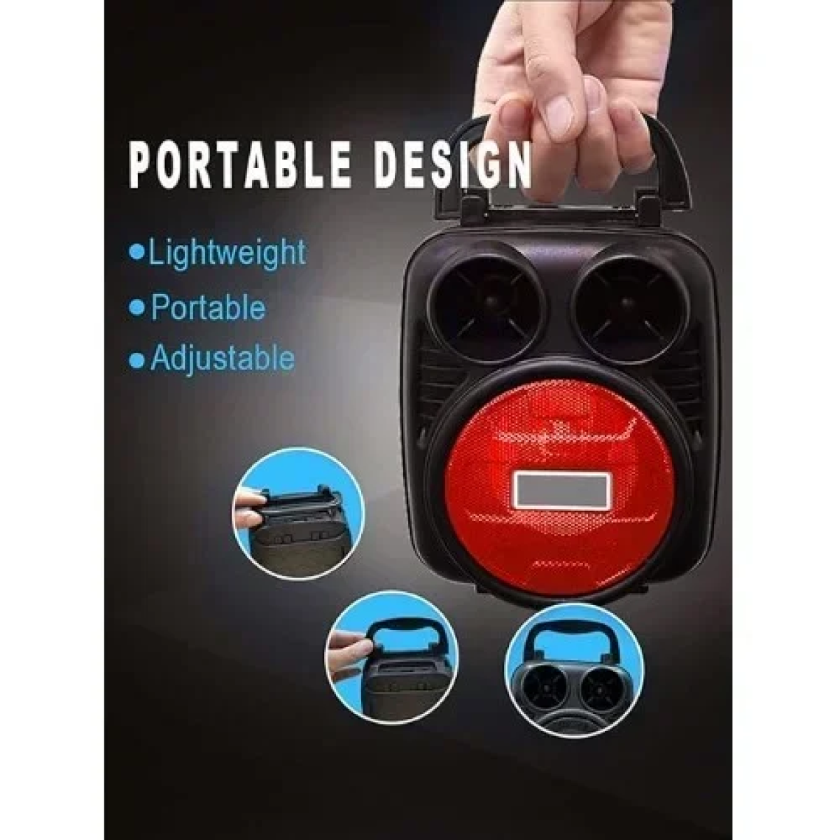 1182 Μίνι Ασύρματο Φορητό Ηχείο Bluetooth 3″ με LED Φωτισμό - Μαύρο/Κόκκινο