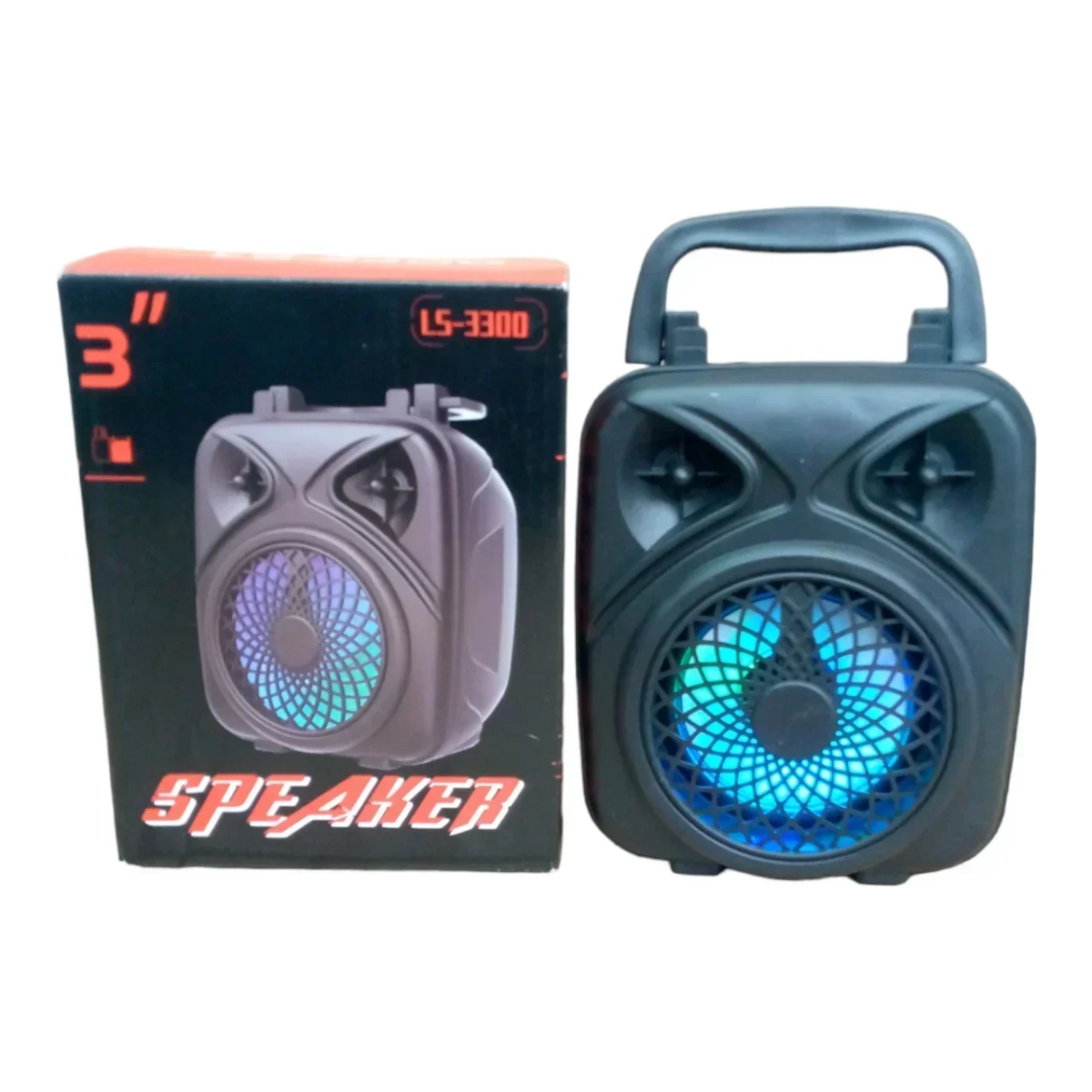 LS-3300 Μίνι Ασύρματο Φορητό Ηχείο Bluetooth 3″ με LED Φωτισμό - Μαύρο