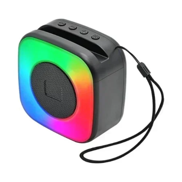A013 Μίνι Ασύρματο Φορητό Ηχείο Bluetooth με LED Φωτισμό και λουράκι μεταφοράς Μαύρο