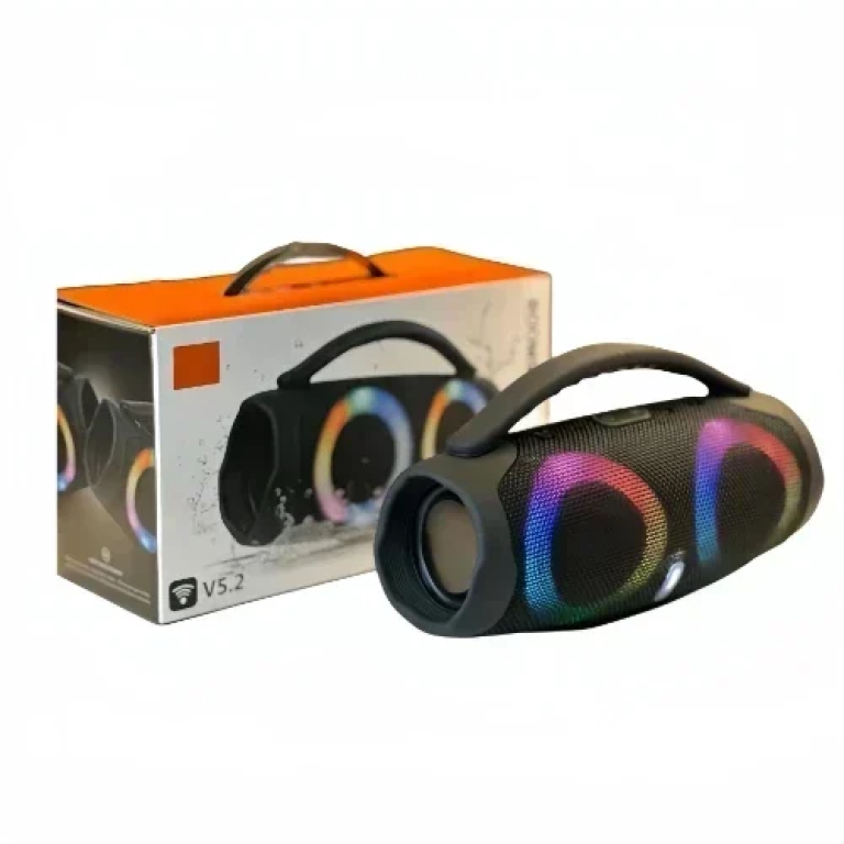 Booms Box3 Mini Ασύρματο Φορητό Ηχείο Bluetooth με LED RGB Φωτισμό - Μαύρο