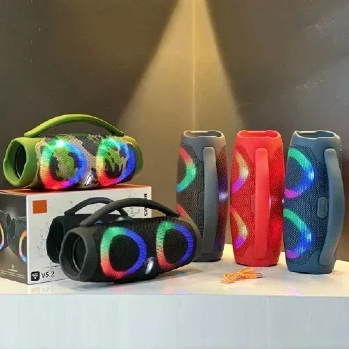 Booms Box3 Mini Ασύρματο Φορητό Ηχείο Bluetooth με LED RGB Φωτισμό