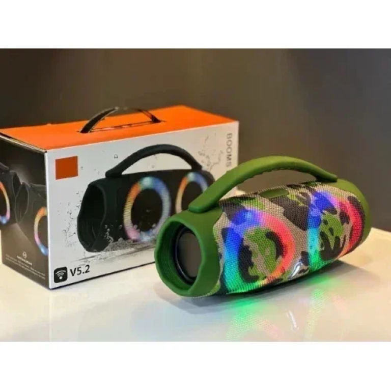Booms Box3 Mini Ασύρματο Φορητό Ηχείο Bluetooth με LED RGB Φωτισμό - Army Green