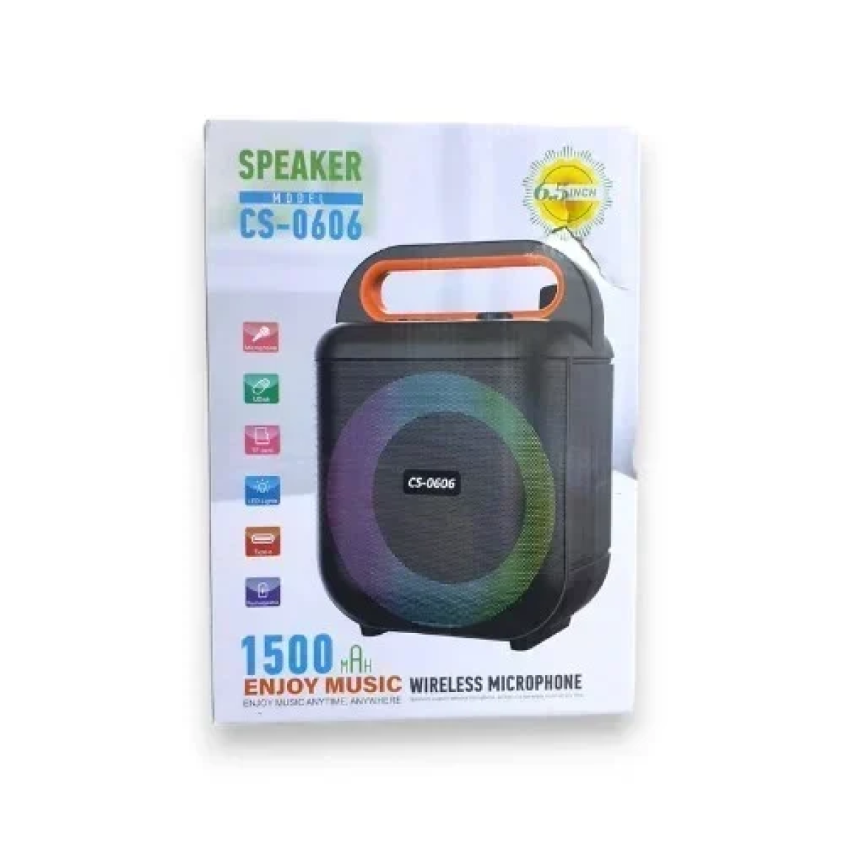 CS-0606 Ασύρματο Φορητό Ηχείο (Bluetooth/USB/TF/MIC) με LED RGB Φωτισμό & Μικρόφωνο