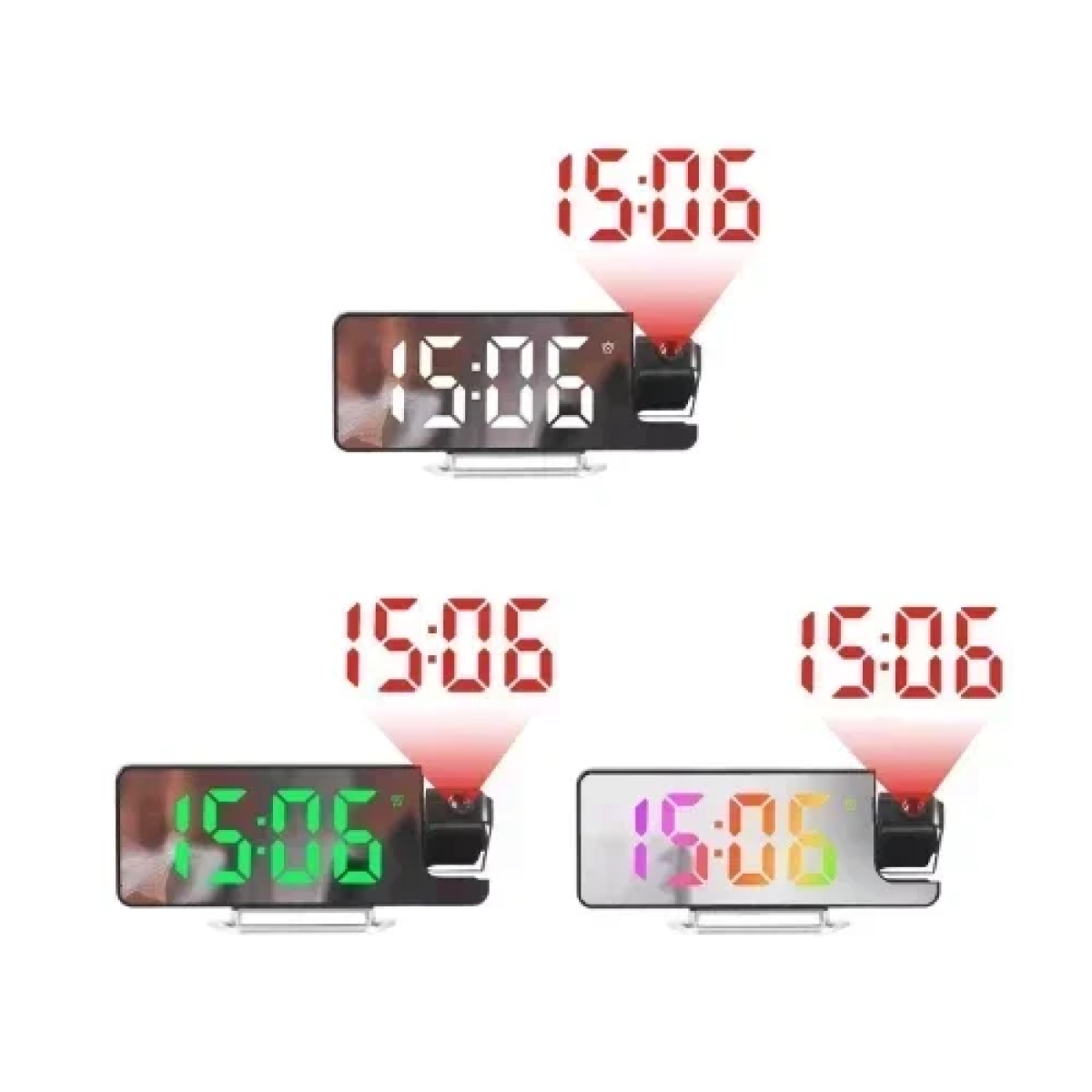 Ψηφιακό Ρολόι LED με Οθόνη Καθρέφτη & Περιστρεφόμενο Προτζέκτορα ένδειξης ώρας SDS-25005 Μαύρο/Λευκό