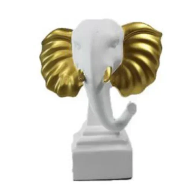 Επιτραπέζιο Διακοσμητικό "Elephant" Ρητίνης Λευκό/Χρυσό 20x6x21cm SDS-25126