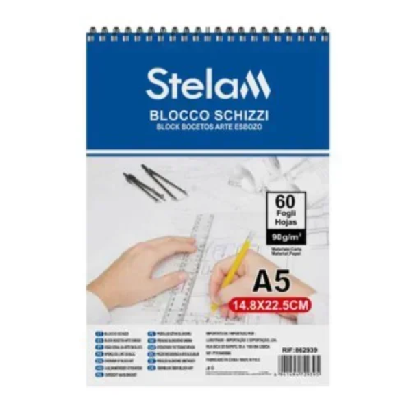 Μπλοκ Σχεδίου Σπιράλ Α5 23x15cm 60 Φύλλων Stelan 862939