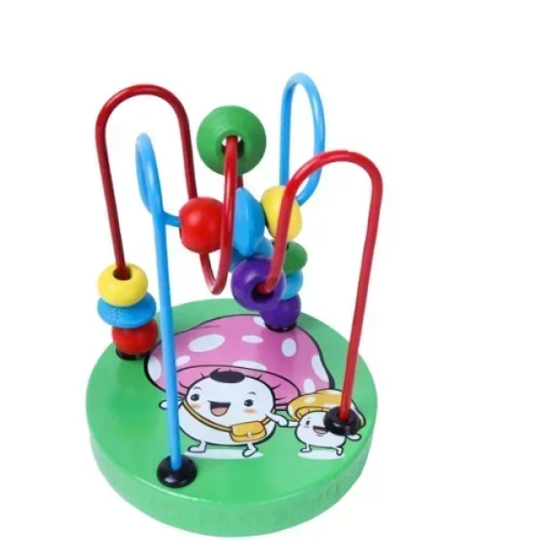 Ξύλινο Εκπαιδευτικό Παιχνίδι Montessori Μίνι Λαβύρινθος με χάντρες SDS-26097 Mushroom