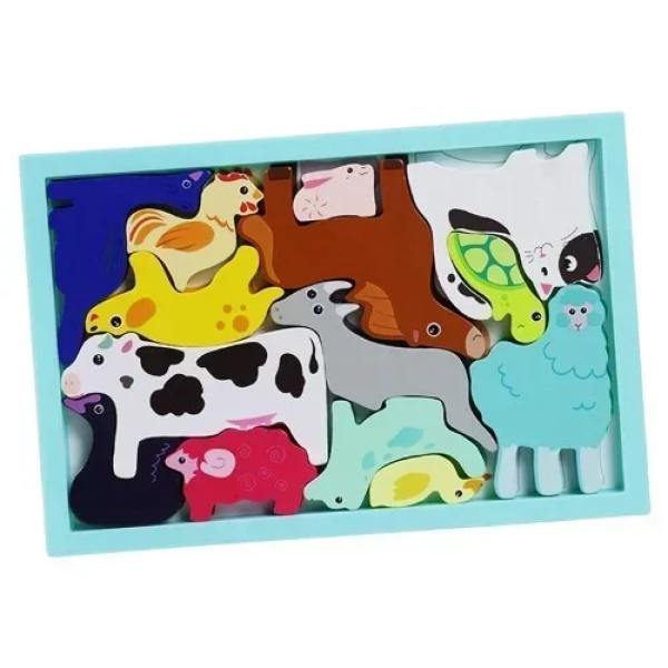 Εκπαιδευτικό Ξύλινο Παιδικό Puzzle 3D 22.5x15 cm SDS-26121 Ζώα Φάρμας