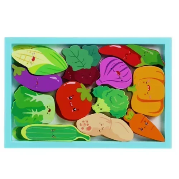 Εκπαιδευτικό Ξύλινο Παιδικό Puzzle 3D 22.5x15 cm SDS-26121 Λαχανικά