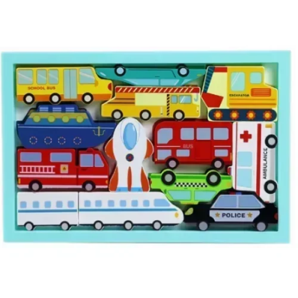 Εκπαιδευτικό Ξύλινο Παιδικό Puzzle 3D 22.5x15 cm SDS-26121 Οχήματα