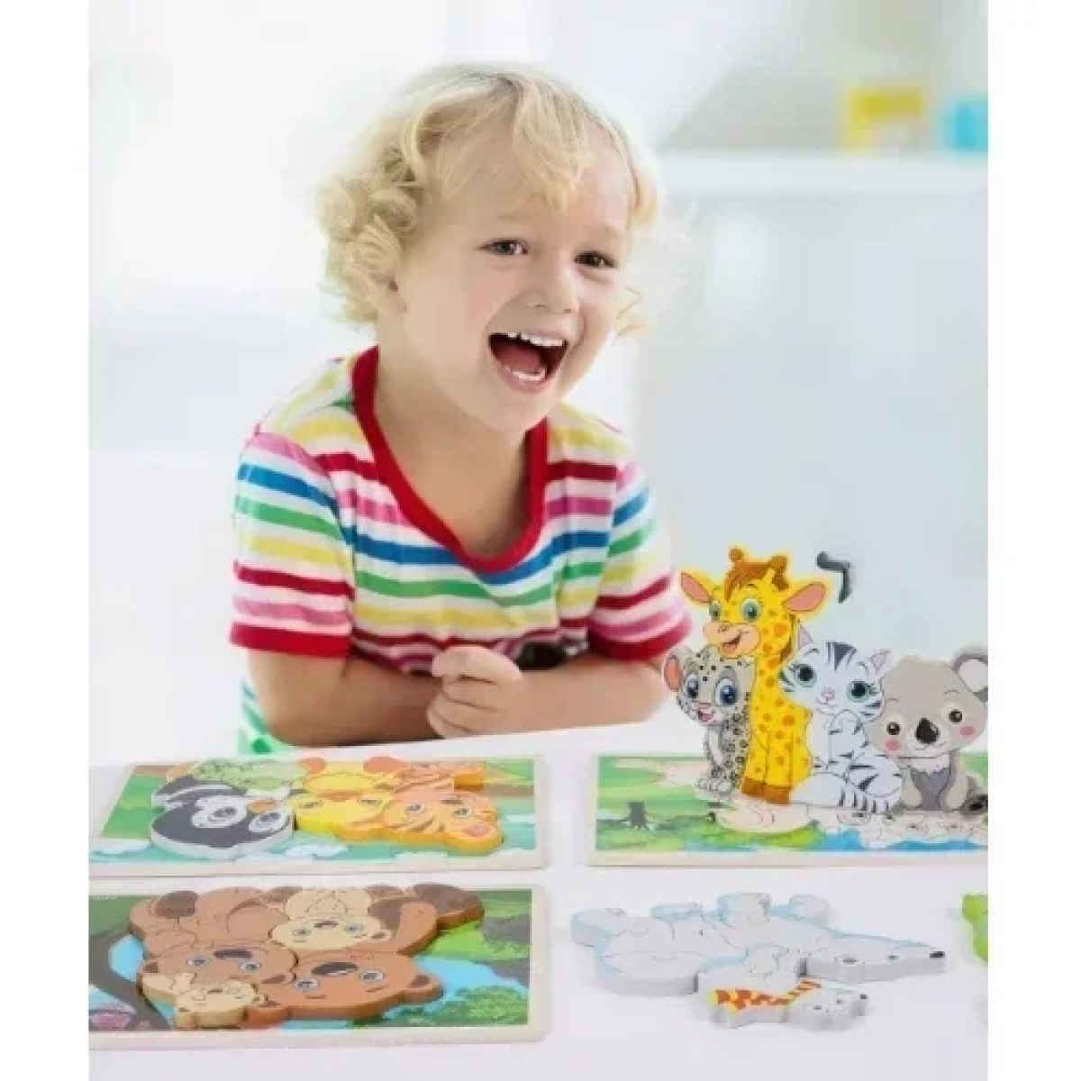 Εκπαιδευτικό Ξύλινο Παιδικό Puzzle Σφηνώματα 22x15 cm SDS-26122 Bear Family