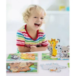 Εκπαιδευτικό Ξύλινο Παιδικό Puzzle Σφηνώματα 22x15 cm SDS-26122 Bear Family