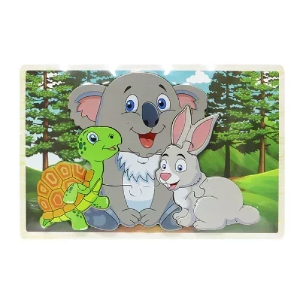 Εκπαιδευτικό Ξύλινο Παιδικό Puzzle Σφηνώματα 22x15 cm SDS-26122 Ζώα του Δάσους