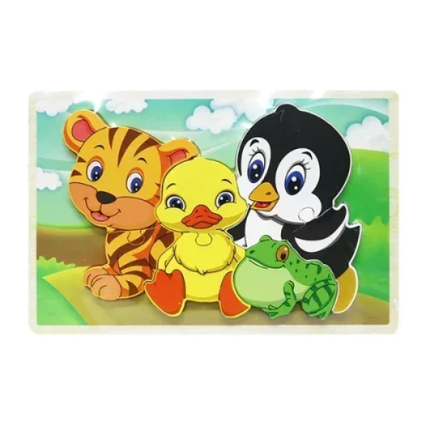 Εκπαιδευτικό Ξύλινο Παιδικό Puzzle Σφηνώματα 22x15 cm SDS-26122 Ζώα του Δάσους