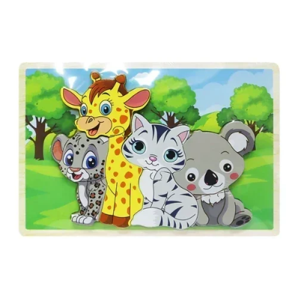 Εκπαιδευτικό Ξύλινο Παιδικό Puzzle Σφηνώματα 22x15 cm SDS-26122 Ζώα του Δάσους