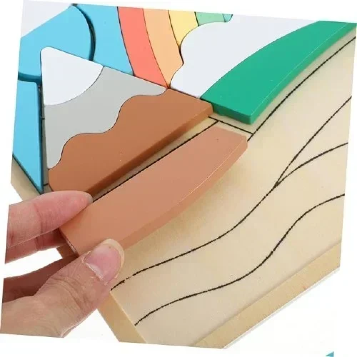 Ξύλινο Παιδικό Puzzle 3D 22.7x17.2 cm SDS-26123 Ουράνιο Τόξο με Ηφαίστειο