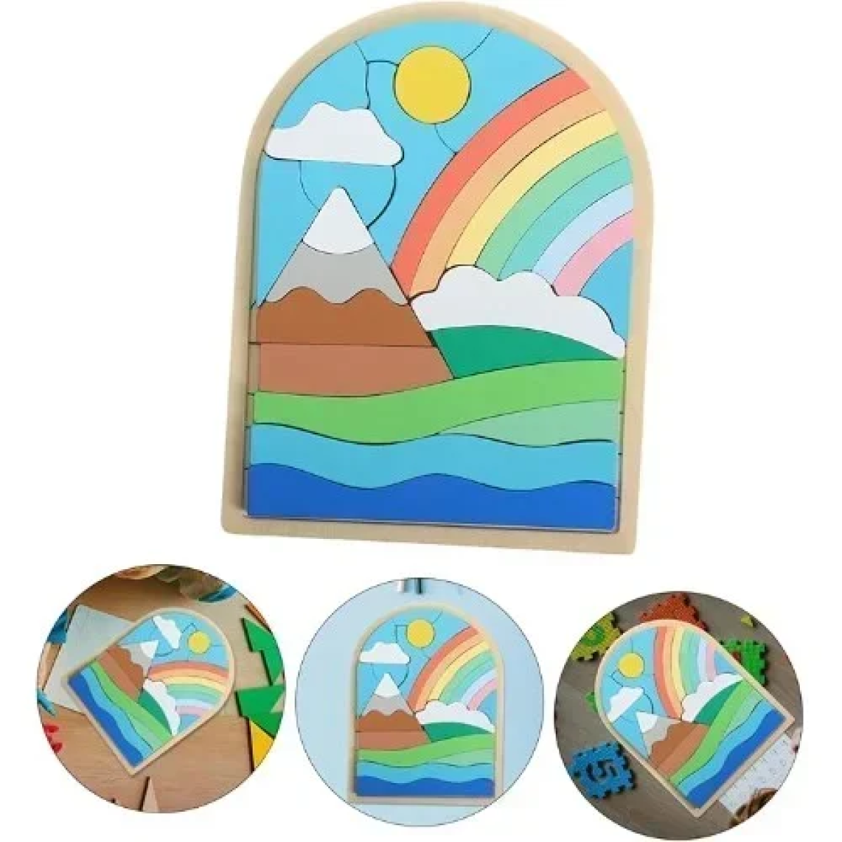 Ξύλινο Παιδικό Puzzle 3D 22.7x17.2 cm SDS-26123 Ουράνιο Τόξο με Ηφαίστειο