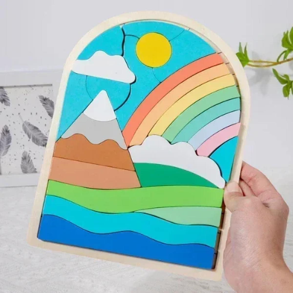 Ξύλινο Παιδικό Puzzle 3D 22.7x17.2 cm SDS-26123 Ουράνιο Τόξο με Ηφαίστειο