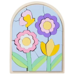 Ξύλινο Παιδικό Puzzle 3D 22.7x17.2 cm SDS-26123 Λουλούδια και Πεταλούδα