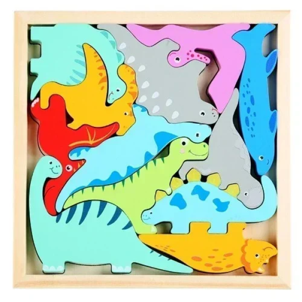 Εκπαιδευτικό Ξύλινο Παιδικό Puzzle 3D 16.6x16 cm SDS-26133 Δεινόσαυροι