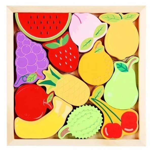 Εκπαιδευτικό Ξύλινο Παιδικό Puzzle 3D 16.6x16 cm SDS-26133 Φρούτα