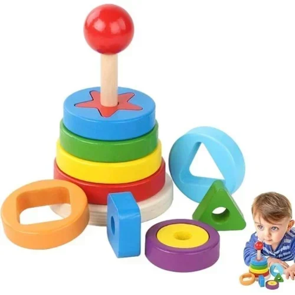 Ξύλινο Εκπαιδευτικό Παιχνίδι Πύργος Tangram Montessori 26.5x11.5 cm SDS-26149