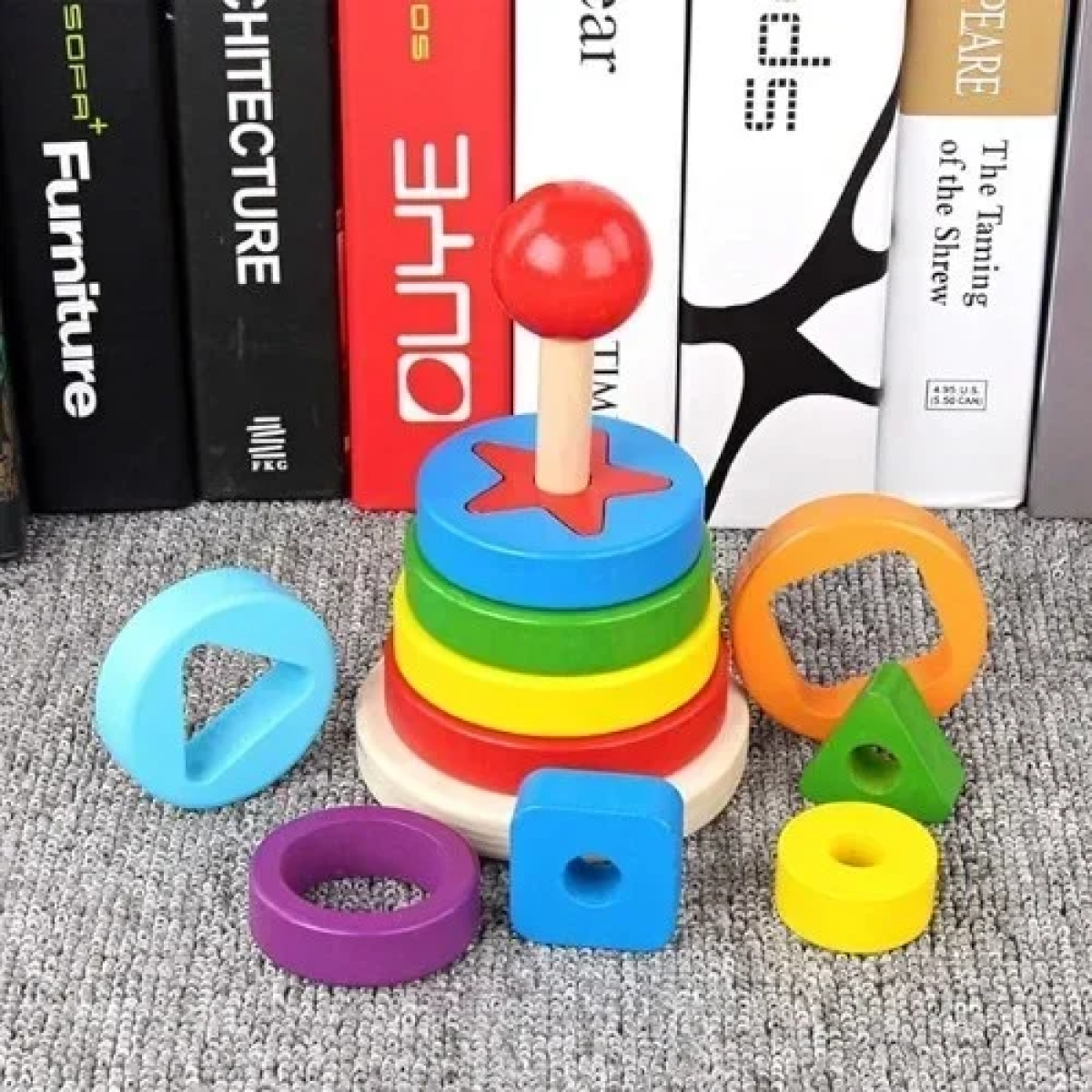 Ξύλινο Εκπαιδευτικό Παιχνίδι Πύργος Tangram Montessori 26.5x11.5 cm SDS-26149