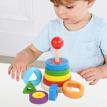 Ξύλινο Εκπαιδευτικό Παιχνίδι Πύργος Tangram Montessori 26.5x11.5 cm SDS-26149