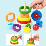 Ξύλινο Εκπαιδευτικό Παιχνίδι Πύργος Tangram Montessori 26.5x11.5 cm SDS-26149