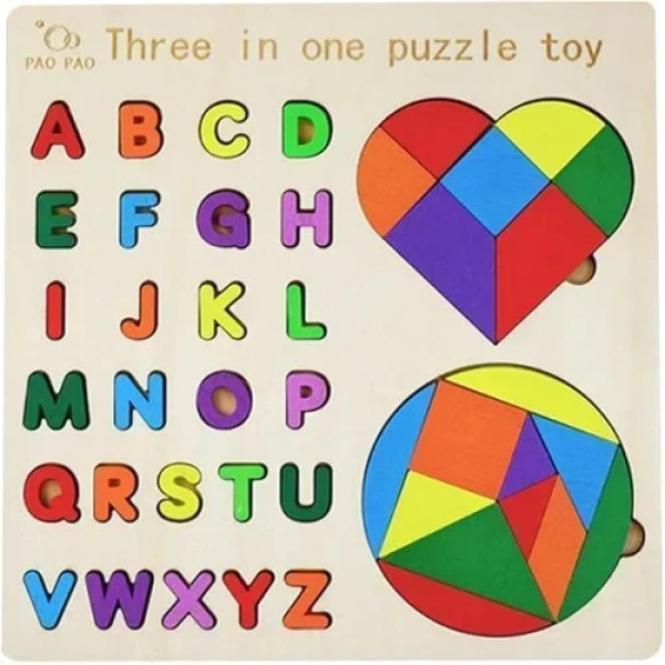 Εκπαιδευτικό Ξύλινο Παιδικό Puzzle 3 σε 1 SDS-26134