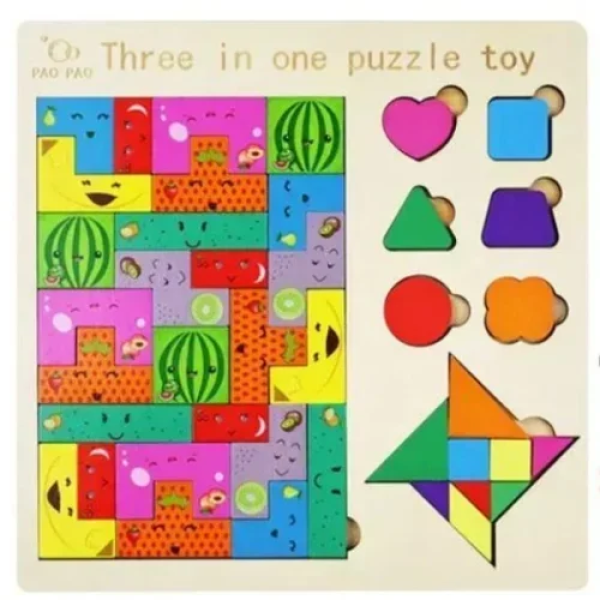 Εκπαιδευτικό Ξύλινο Παιδικό Puzzle 3 σε 1 SDS-26134