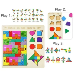 Εκπαιδευτικό Ξύλινο Παιδικό Puzzle 3 σε 1 SDS-26134