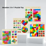 Εκπαιδευτικό Ξύλινο Παιδικό Puzzle 3 σε 1 SDS-26134