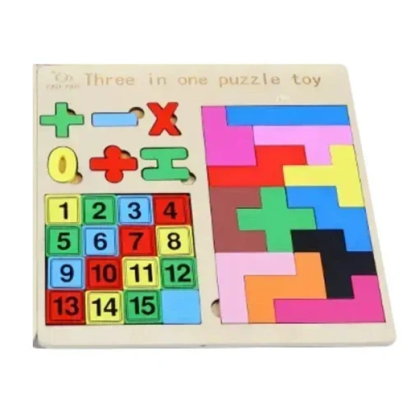 Εκπαιδευτικό Ξύλινο Παιδικό Puzzle 3 σε 1 SDS-26134