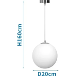 Κρεμαστό Φωτιστικό Οροφής 1 x E27 40W 160x20cm Λευκό Ματ Aigostar