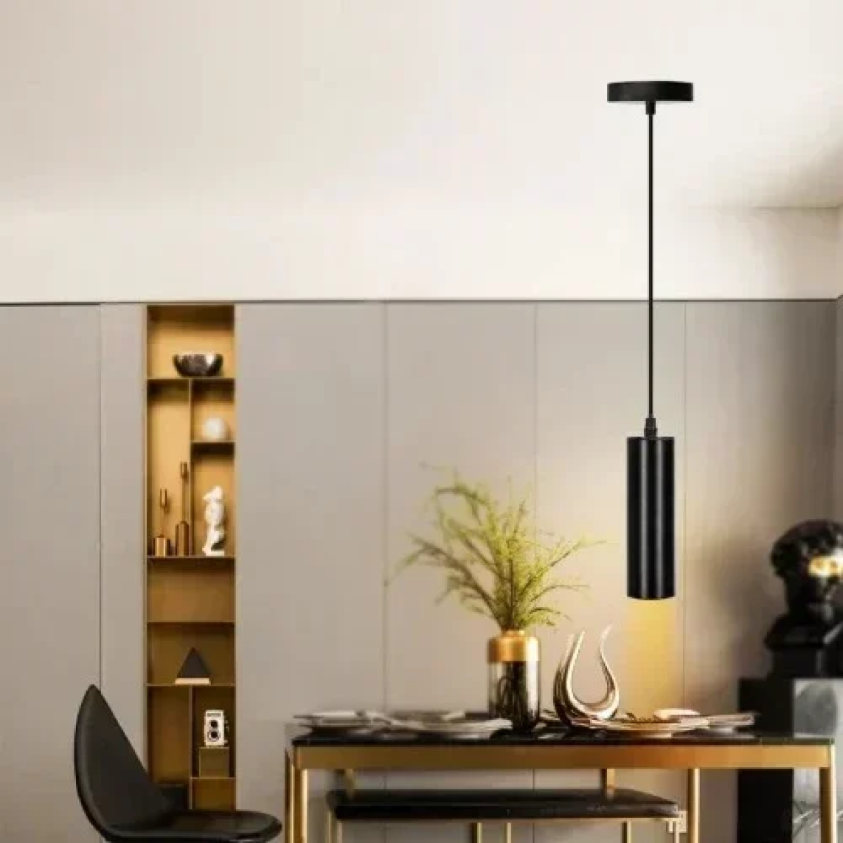 Μεταλλικό Κρεμαστό Φωτιστικό Οροφής GU10 20cm MAX35W Μαύρο Aigostar