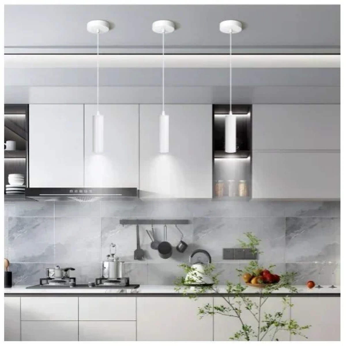 Μεταλλικό Κρεμαστό Φωτιστικό Οροφής GU10 20cm MAX35W Λευκό Aigostar