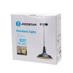 Μεταλλικό Κρεμαστό Φωτιστικό Οροφής E27 MAX 60W Μαύρο Ματ Aigostar