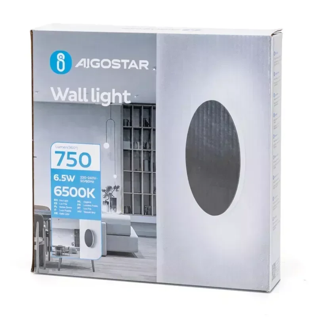 Φωτιστικό Τοίχου Στρογγυλό Φ18cm LED Ψυχρό Λευκό 6500K 6,5W Μαύρο Aigostar