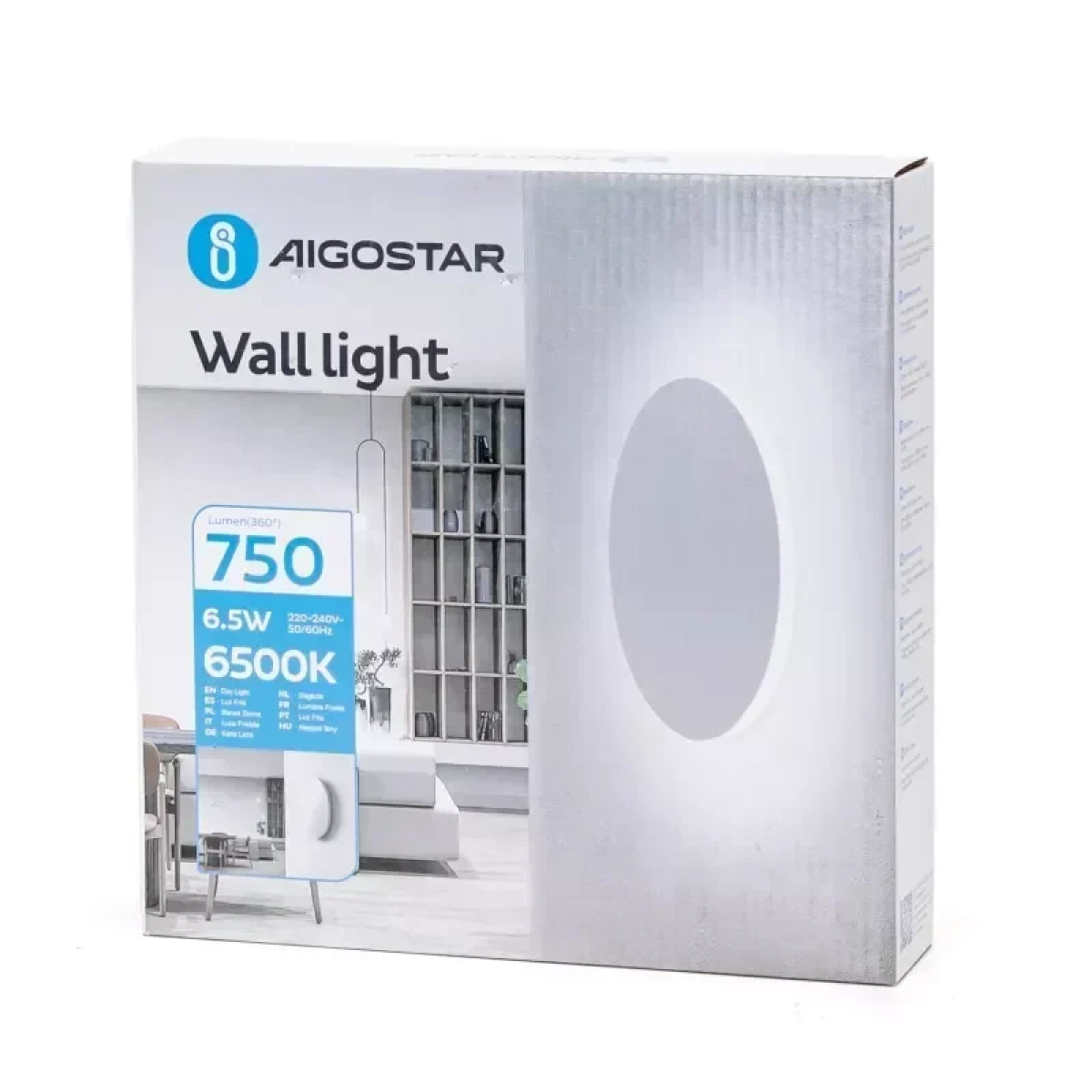 Φωτιστικό Τοίχου Στρογγυλό Φ18cm LED Ψυχρό Λευκό 6500K 6,5W Λευκό Aigostar