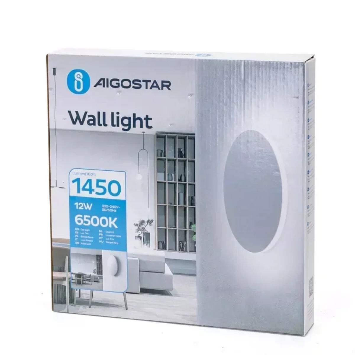 Φωτιστικό Τοίχου Στρογγυλό Φ25cm LED Ψυχρό Λευκό 6500K 12W Λευκό Aigostar