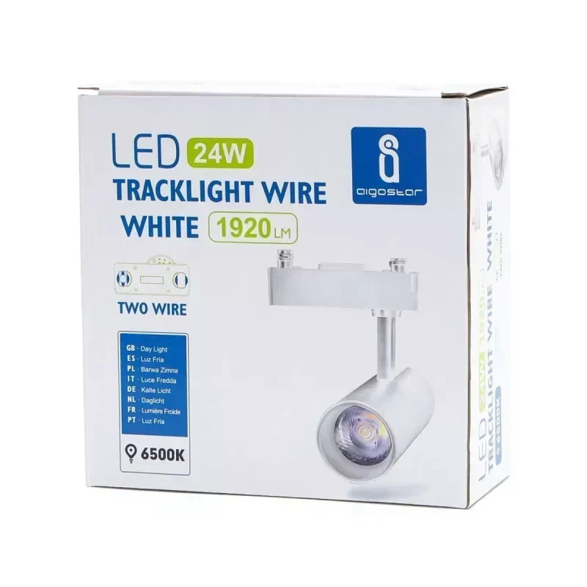 Φωτιστικό LED Σποτ Ράγας (Track Light) 2 καλωδίων 24W Ψυχρό Λευκό 6500K Aigostar - Λευκό