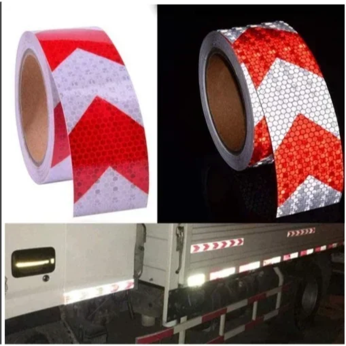Αυτοκόλλητη Aνακλαστική Tαινία 50mm*5m Ασημί Κόκκινο