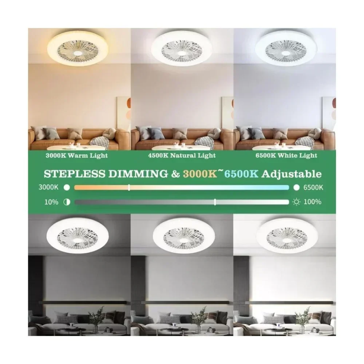 Aigostar Ανεμιστήρας Οροφής 60W Φ49cm Φως Led 3000-6500K με Τηλεχειριστήριο