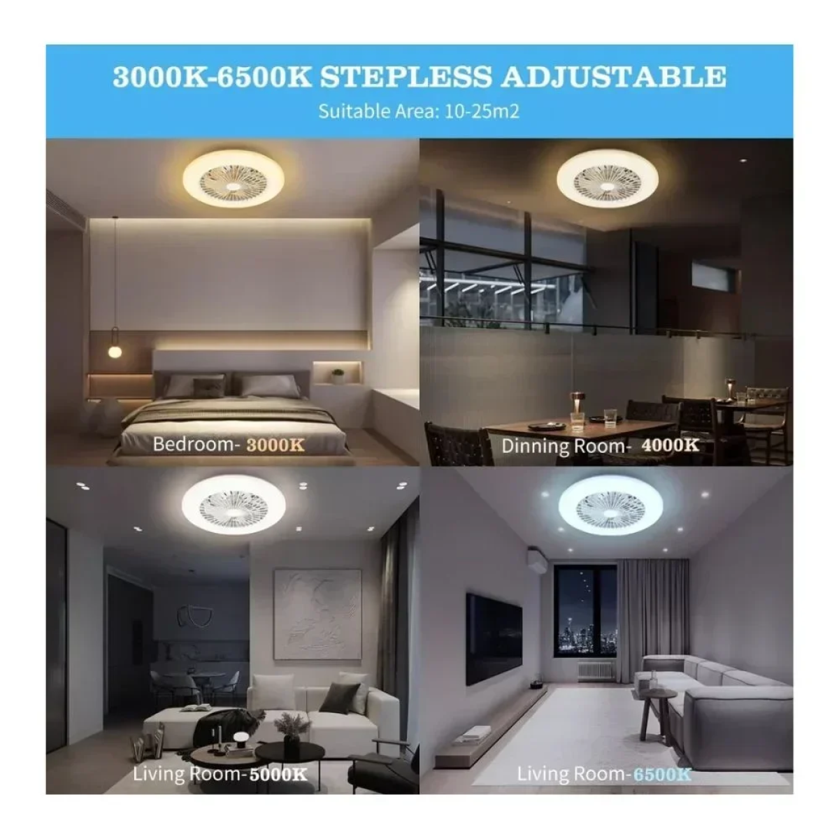 Aigostar Ανεμιστήρας Οροφής 60W Φ49cm Φως Led 3000-6500K με Τηλεχειριστήριο