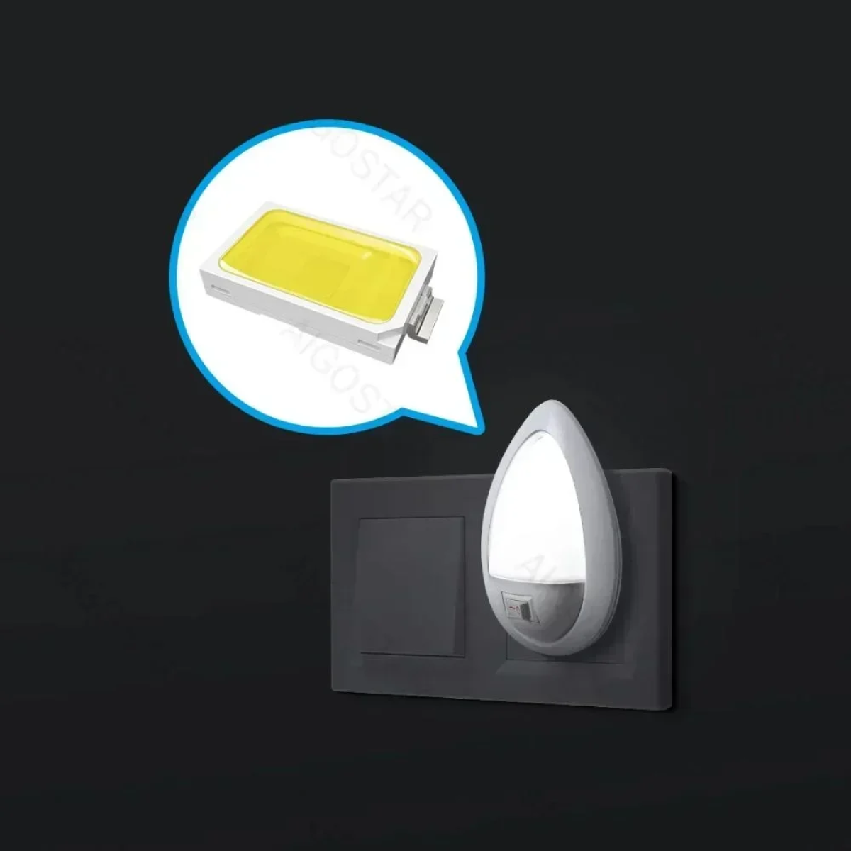 Aigostar Φωτάκι Led Νυκτός 1W με Διακόπτη Λευκό